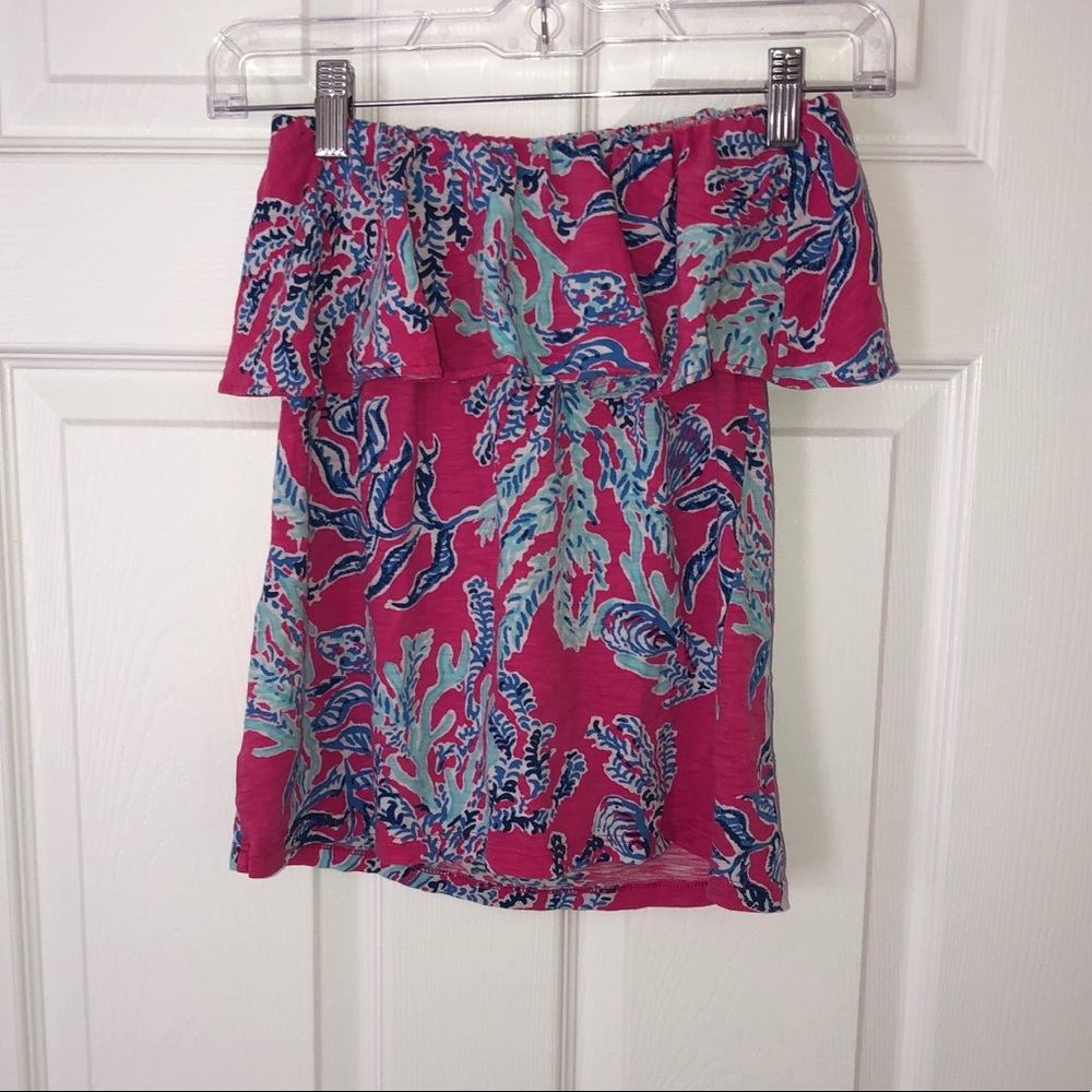 Pink patterned Lilly Pulitzer strapless top